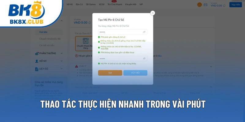 Thao tác thực hiện nhanh trong vài phút Thao tác thực hiện nhanh trong vài phút